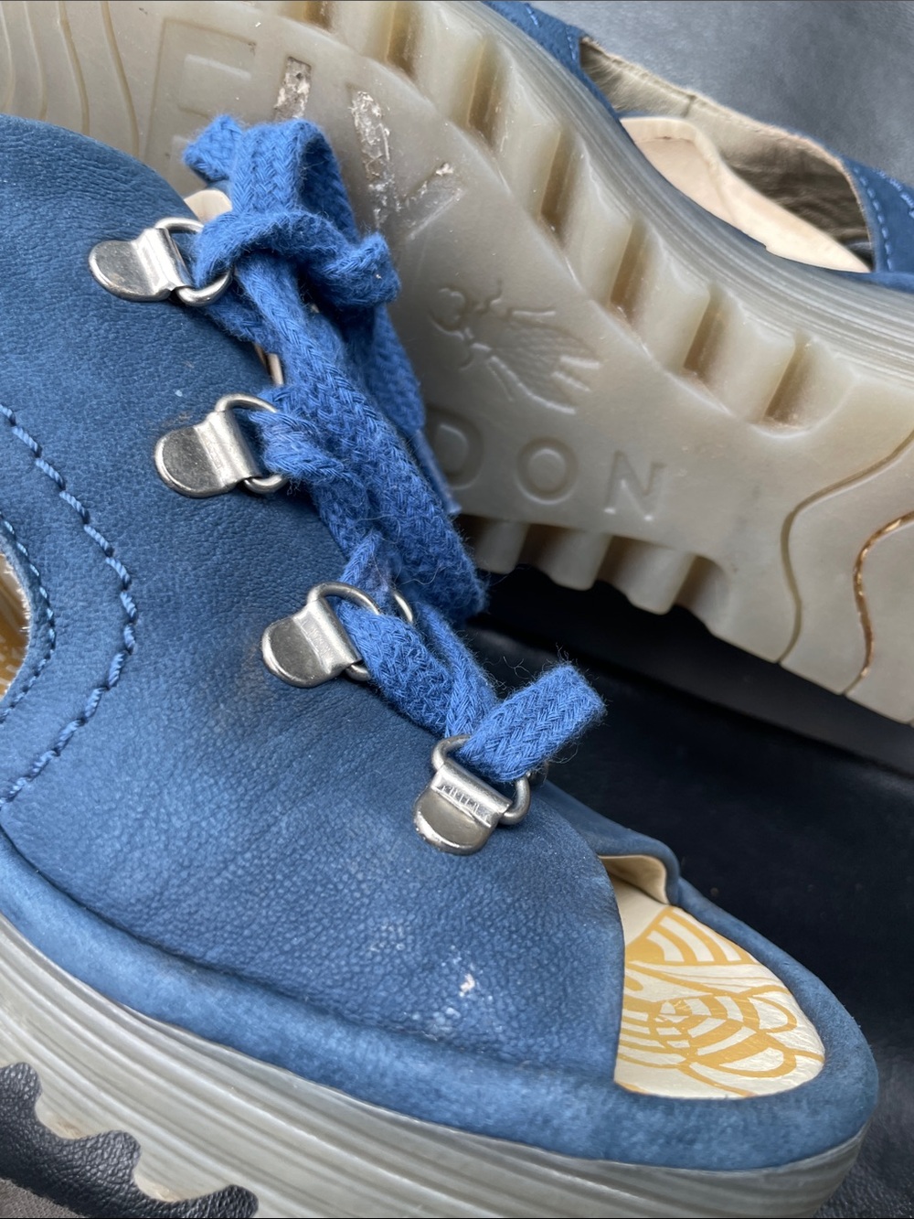 Fly London Ylva blue lace-up wedge slingback sandals in size 39 - Picture 11 of 11